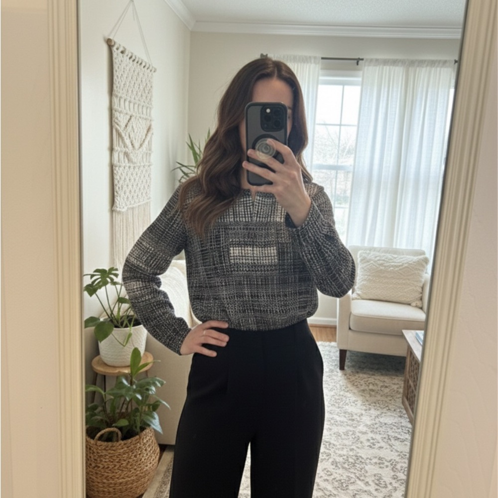 Plaid Black and Gray Women's Top Calvin Klein